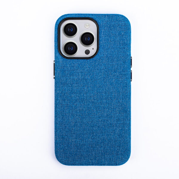 Classical Jeans Clothes PU Leather MagSafe Cover Case for New iPhone 15Pro max Blue