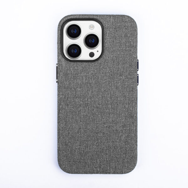 Classical Jeans Clothes PU Leather MagSafe Cover Case for New iPhone 15Pro max grey