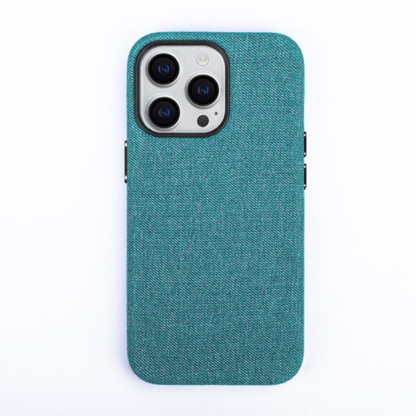 Classical Jeans Clothes PU Leather MagSafe Cover Case for New iPhone 15Pro max Blue