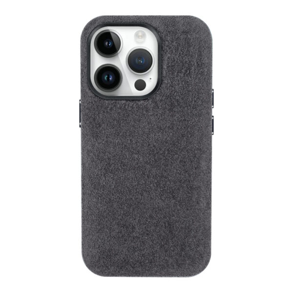 麂皮绒 Suede Gray Fabric PU Leather Magsafe Phone Cover Case Wholesale Retail for Apple iPhone