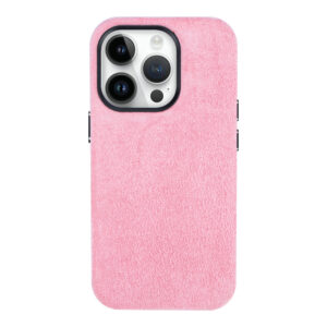 麂皮绒 Suede Pink Fabric PU Leather Magsafe Phone Cover Case Cellphone for Apple iPhone