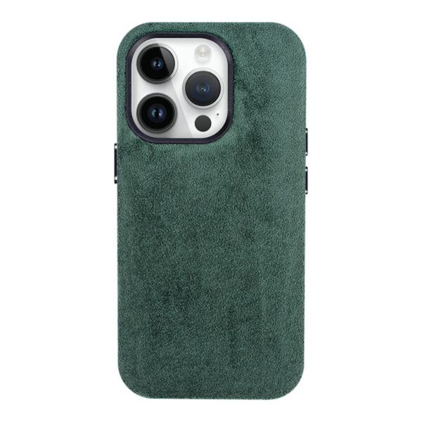 麂皮绒 Suede Green Fabric PU Leather Magsafe Phone Cover Case Company for Apple iPhone