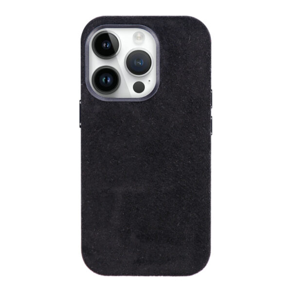 麂皮绒 Suede Black Fabric PU Leather Magsafe Phone Cover Case Cellphone for Apple iPhone