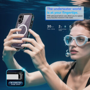 2025 Waterproof and Dustproof IP68 2M 30MIN Case for iPhone 17 with Magnetic Support Wireless Charging (Motion Capture Sensor Button)