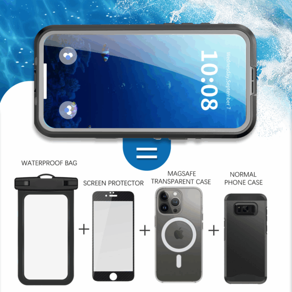 2025 Waterproof and Dustproof IP68 2M 30MIN Case for iPhone 17Pro max with Magnetic Support Wireless Charging (Motion Capture Sensor Button) - Image 12