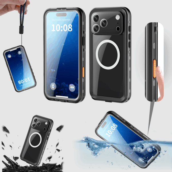 2025 Waterproof and Dustproof IP68 2M 30MIN Case for iPhone 17Pro max with Magnetic Support Wireless Charging (Motion Capture Sensor Button) - Image 13