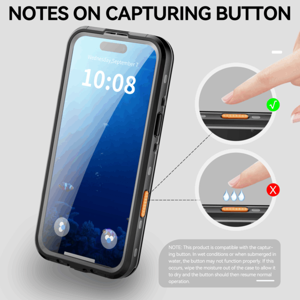2025 Waterproof and Dustproof IP68 2M 30MIN Case for iPhone 17Pro max with Magnetic Support Wireless Charging (Motion Capture Sensor Button) - Image 14