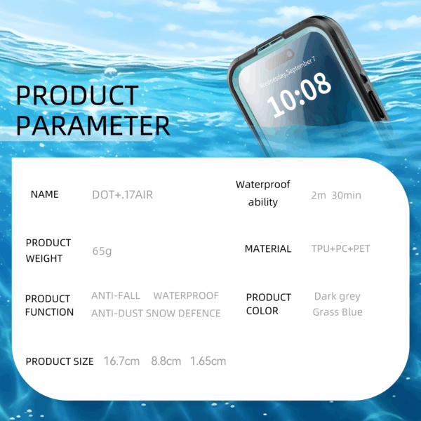 2025 Waterproof and Dustproof IP68 2M 30MIN Case for iPhone 17Air with Magnetic Support Wireless Charging (Motion Capture Sensor Button) - Image 18