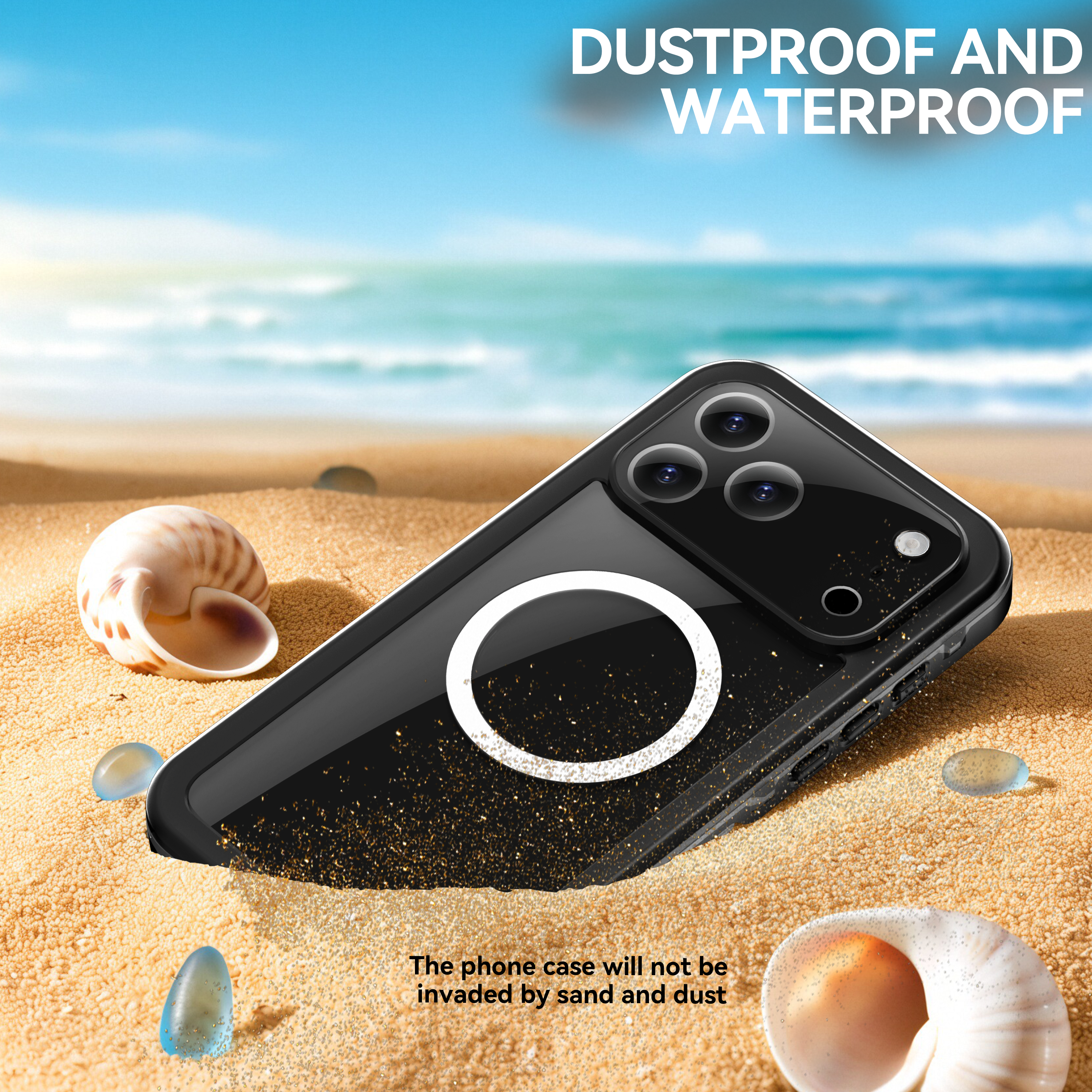 2025 Waterproof and Dustproof IP68 2M 30MIN Case for iPhone 17Pro max with Magnetic Support Wireless Charging (Motion Capture Sensor Button)