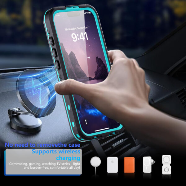 2025 Waterproof and Dustproof IP68 2M 30MIN Case for iPhone 17 with Magnetic Support Wireless Charging (Motion Capture Sensor Button) - Image 5