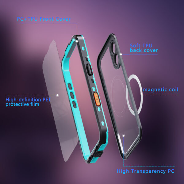 2025 Waterproof and Dustproof IP68 2M 30MIN Case for iPhone 17 with Magnetic Support Wireless Charging (Motion Capture Sensor Button) - Image 8