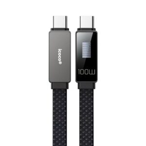 Zinc Aloy Casing PD Fast Flat Cable with 9-Segment Indicator Light Visually Live Displays the Charging Speed Plus 480Mbps High-Speed Data Transfer(1.2M/2M)