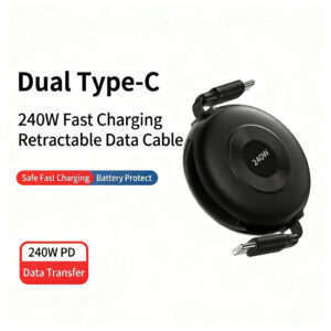 240W Retractable Cable TYPE C to TYPE C  PD Charging Cable for Smart Phones Tablets Laptops