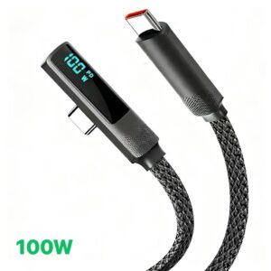 Right Angle Elbow 90 Degree Fast Charging Cable with Smart Display Shows Precise Charging Wattage
